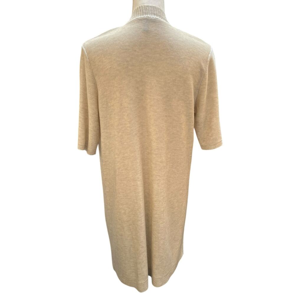 Eileen Fisher Merino Wool Tencel Cardigan S Beige Open Front Short Sleeve Duster - Picture 3 of 6